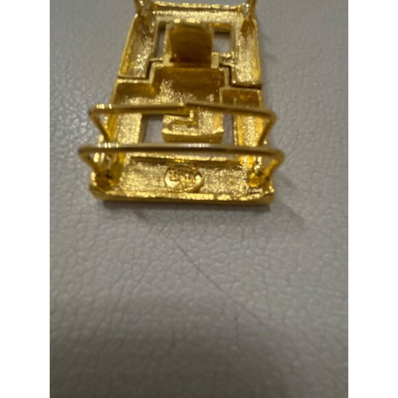 Vintage Dottie Smith Gold-Tone Buckle With Greek Key Design - Picture 6 of 9